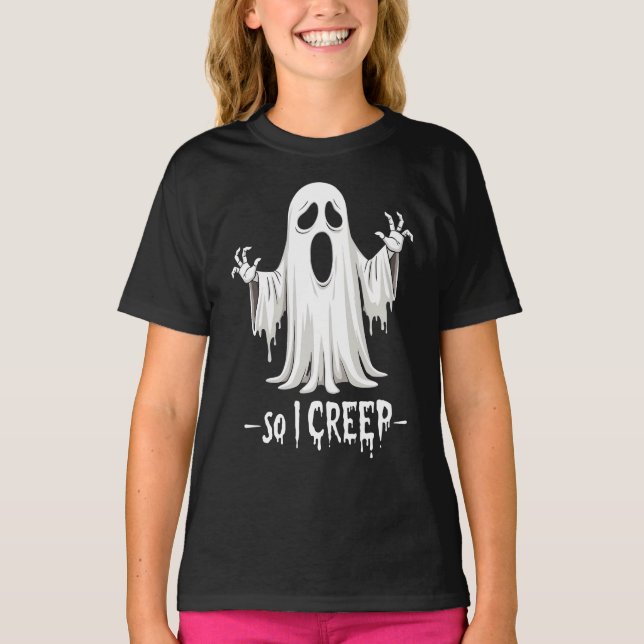 Camiseta Então Eu Choro Halloween Boo Ghost Engraçado Creep (Frente)