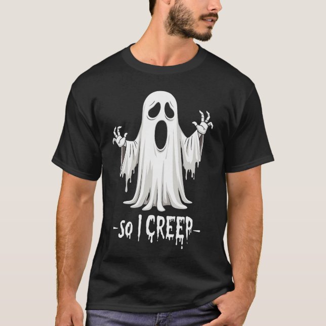 Camiseta Então Eu Choro Halloween Boo Ghost Engraçado Creep (Frente)