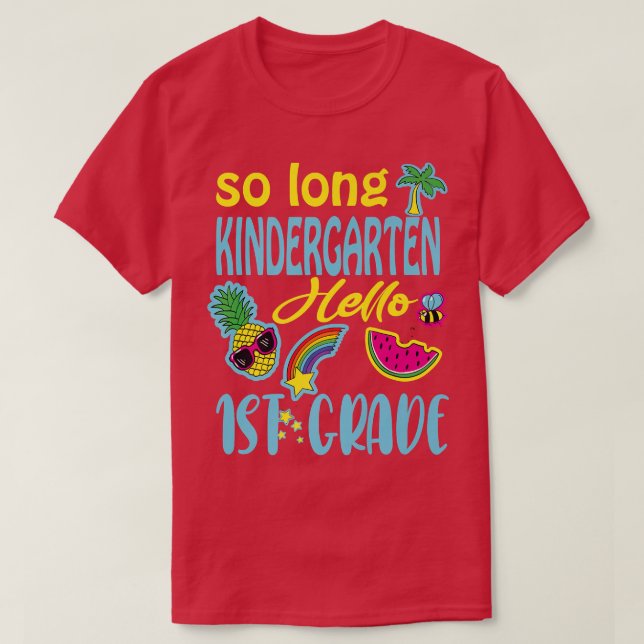 Camiseta Então, Jardim de Infância Longo Alô, Professores D (Frente do Design)