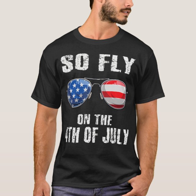Camiseta Então Voa De Julho Bandeira Americana Óculos De So (Frente)