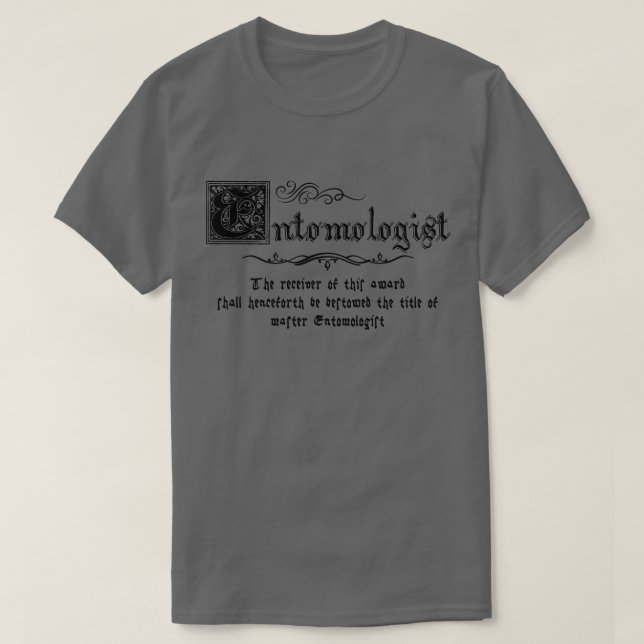 Camiseta Entomologista Mestre Medieval (Frente do Design)