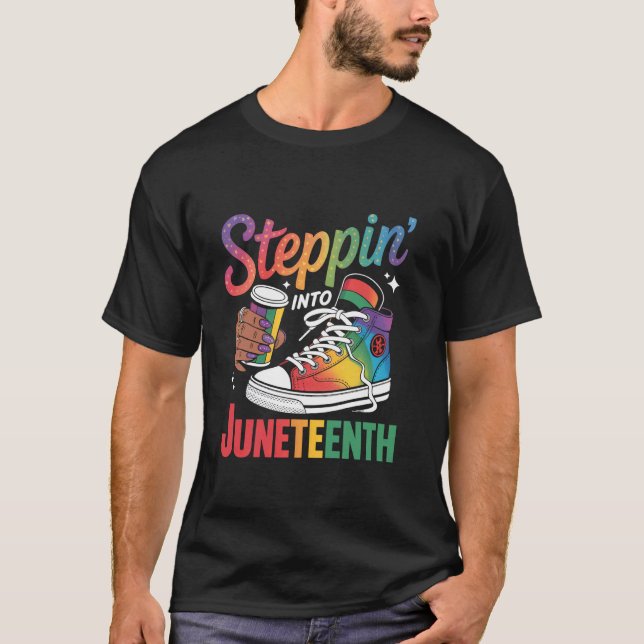 Camiseta Entrando no Juneteenth Afro Mulher Meninas Negras  (Frente)
