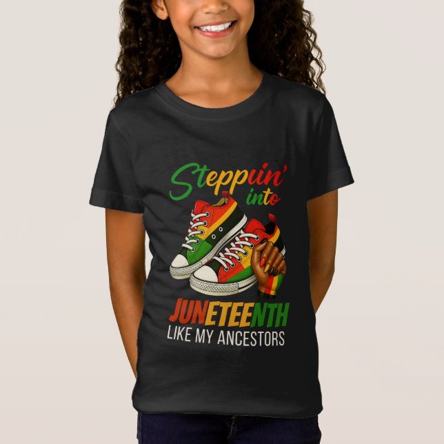 Camiseta Entrando no Juneteenth – Orgulho de Mulher Negra (Frente)