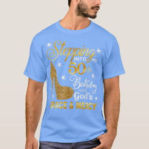 Camiseta Entrando no meu 50º aniversário com a graça de Deu