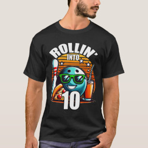 Camiseta Entrando nos 10 Aniversário de Boliche Festa de 10