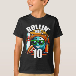 Camiseta Entrando nos 10 Aniversário de Boliche Festa de An