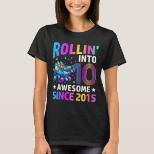 Camiseta Entrando nos 10 Anos de Idade Patins Aniversário d