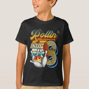 Camiseta Entrando nos 8 Aniversário de Boliche Festa de 8º