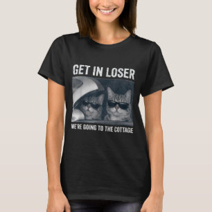 Camiseta Entre, vamos para O Chalé Meme de Gato Engraçado