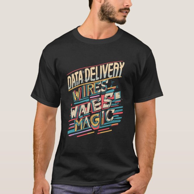 Camiseta Entrega de dados, telecomunicações (Frente)