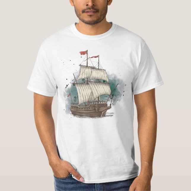 Camiseta Entrega Desenhada À Mão Na Onda De Arco No Plano D (Frente)