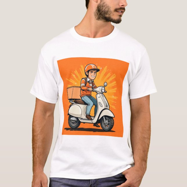 Camiseta Entregador em Scooter Moderna (Frente)