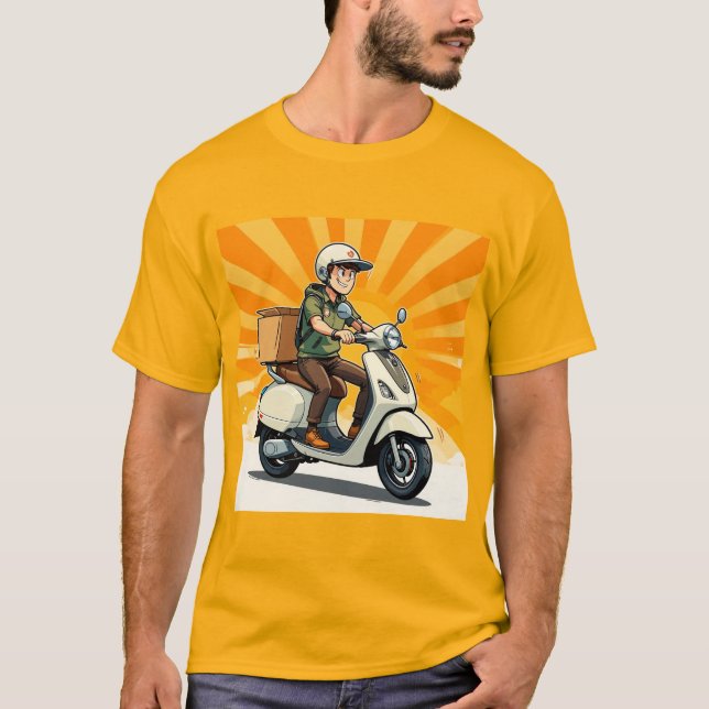 Camiseta Entregador em Scooter Moderna (Frente)