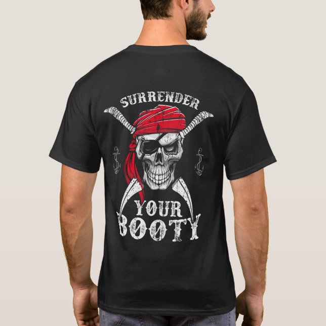 Camiseta Entregue Seu Crânio Pirata Engraçado Jolly Roge (Verso)