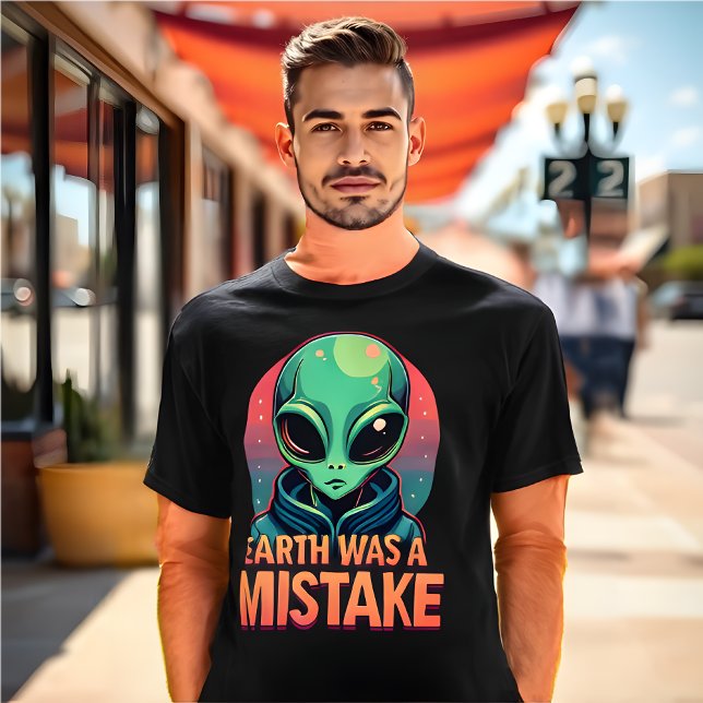 Camiseta Entrevista à Alienígena Engraçada "A Terra foi um  (Funny Alien Meme T-Shirt "Earth Was a Mistake")