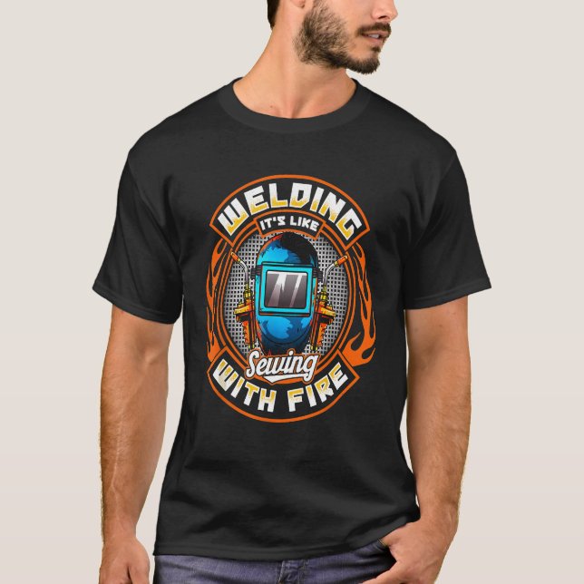 Camiseta Entrevista com Encantador de Construção Funny Weld (Frente)
