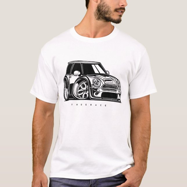 Camiseta Entusiasta Clássico do Mini Clubman Toon Art Car (Frente)