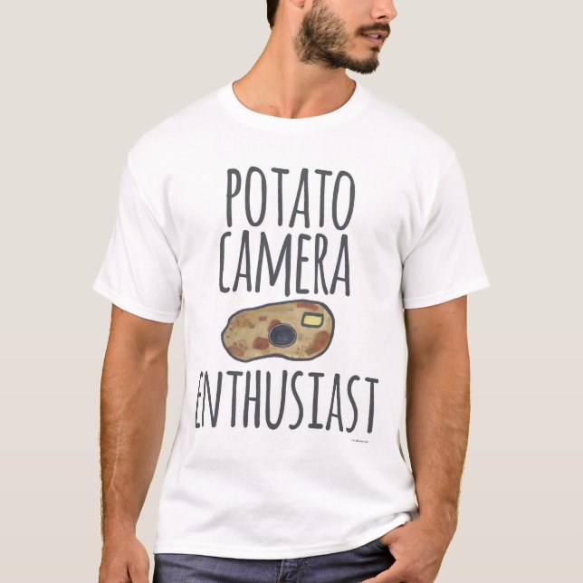 Camiseta Entusiasta da Câmera de Batata Entusiasta Fotograf (Frente)