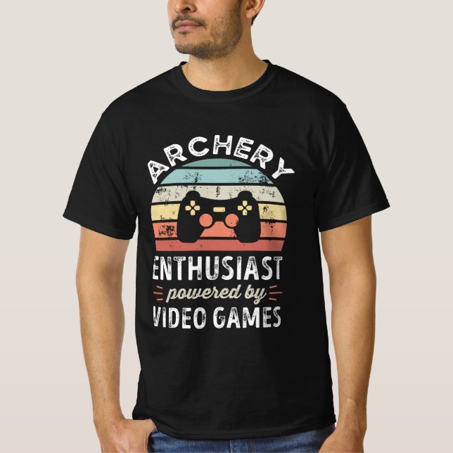 Camiseta Entusiasta de arqueiros com Videos games (Frente)
