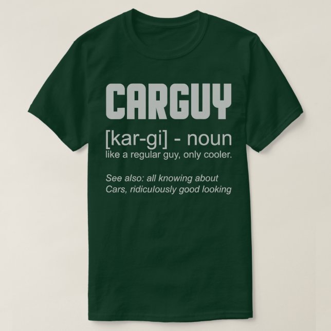 Camiseta Entusiasta de carros com definição de Cara (Frente do Design)