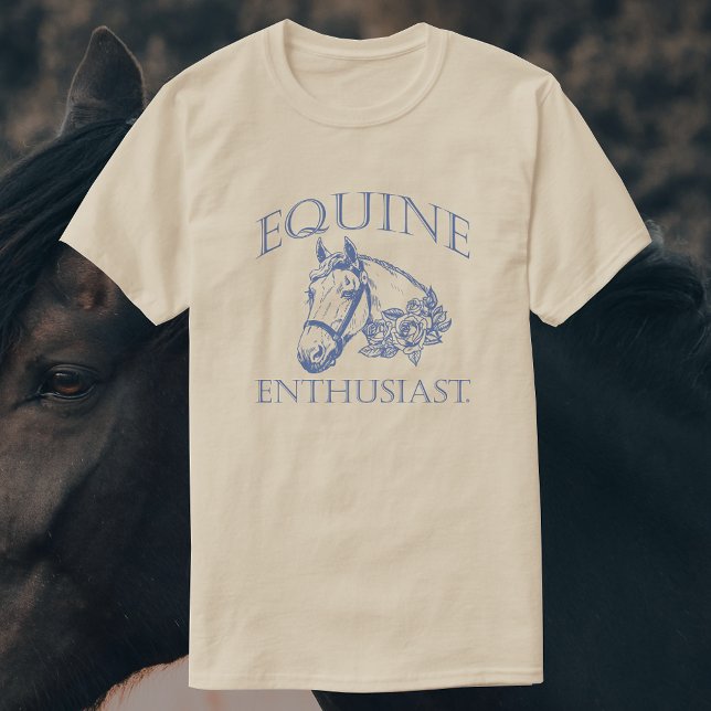 Camiseta Entusiasta de Equinos | Cavalo Vintage Azul (Criador carregado)