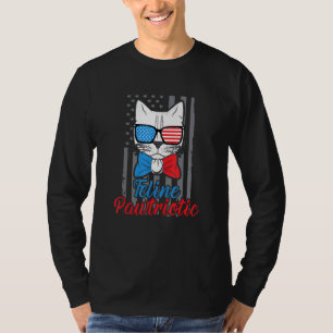 Camiseta Entusiasta De Gatos Pawtrióticos Felinos 4 De Julh