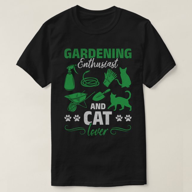 Camiseta Entusiasta De Jardinagem E Jardineiro De Gato (Frente do Design)