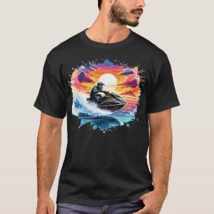 Camiseta Entusiasta do Esporte Água Jet Ski Ri Colorida