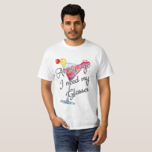 Camiseta Envelhecer Na Minha Idade Preciso Dos Meus Óculos