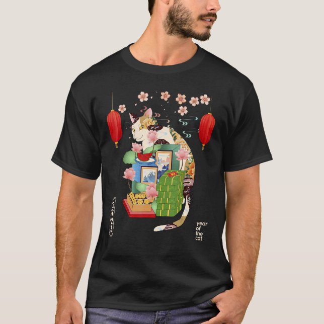 Camiseta Envelope Vermelho do Ano do Gato da Sorte Tet Viet (Frente)