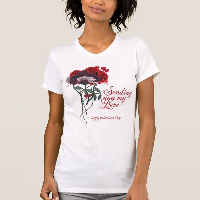 Camiseta Enviando-lhe meu amor Dia do Namorados Feliz (Frente)