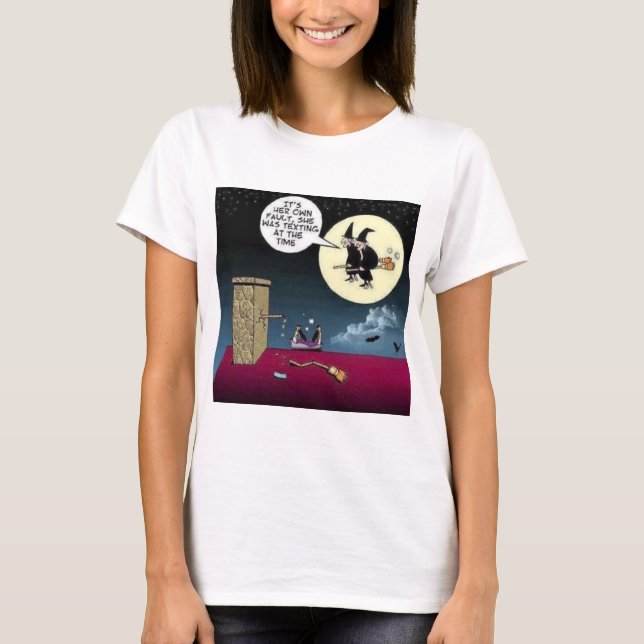 Camiseta Enviando Mensagens E Andando Uma Vassoura (Frente)