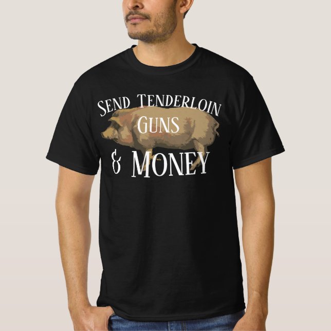 Camiseta Enviar Lombo Guns & Money Quem traz Batatas Fritas (Frente)