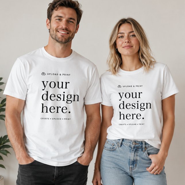 Camiseta Enviar o Seu Design (Create, upload, print - a bespoke design t-shirt created in your style, for business or personal use)