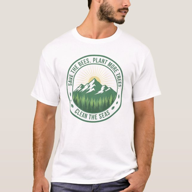 Camiseta Environmental Conservation Retro Mountain Graphic (Frente)