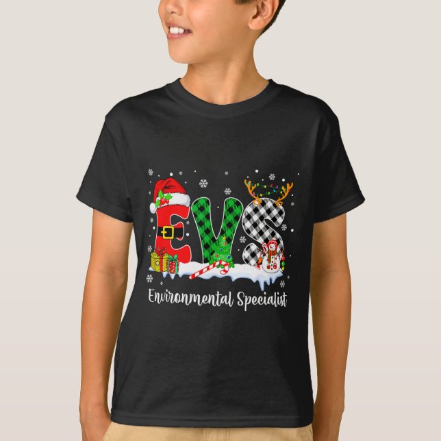 Camiseta Environmental Specialist Christmas Lights Red Plai (Frente)