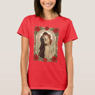 Camiseta Envolvido Em Um Mundo De Rosas Arte Nova