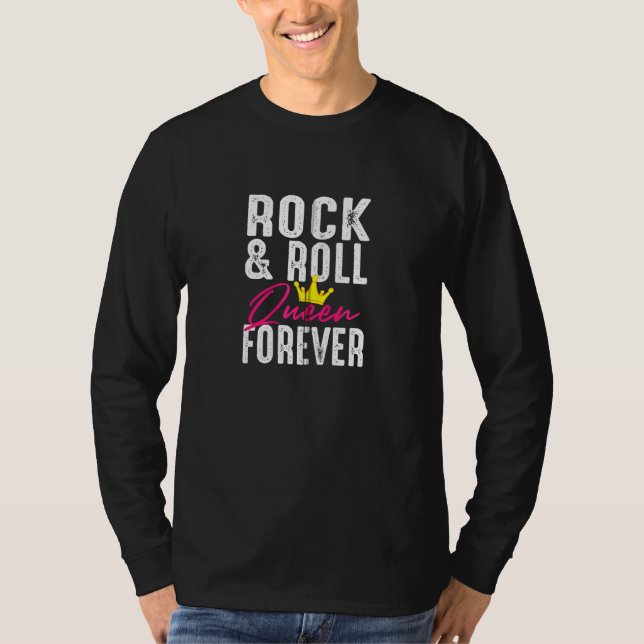 Camiseta Envolvimento Engraçado Rock N Roll Queen Para Mulh (Frente)