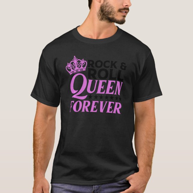 Camiseta Envolvimento Engraçado Rock N Roll Queen Para Mulh (Frente)