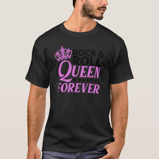 Camiseta Envolvimento Engraçado Rock N Roll Queen Para Mulh (Frente)
