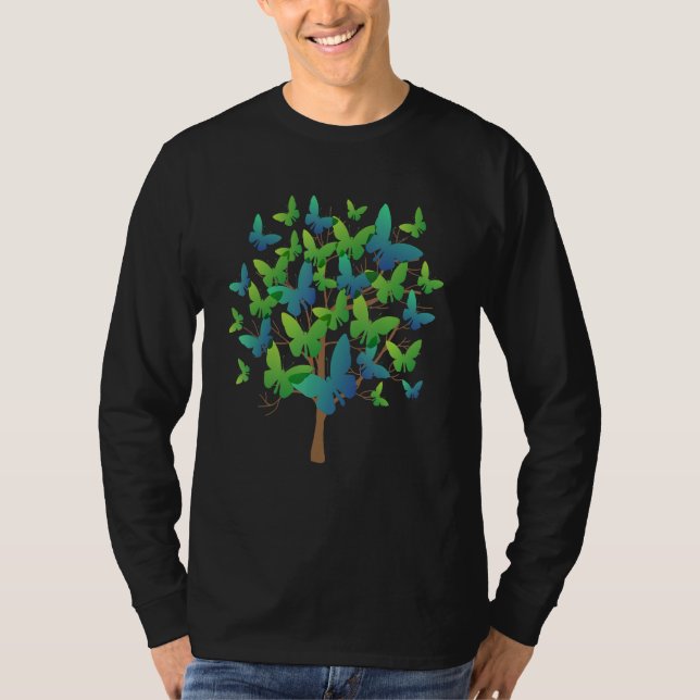 Camiseta Enxame de Borboleta Azul Morpho Lepidoptera Entomo (Frente)