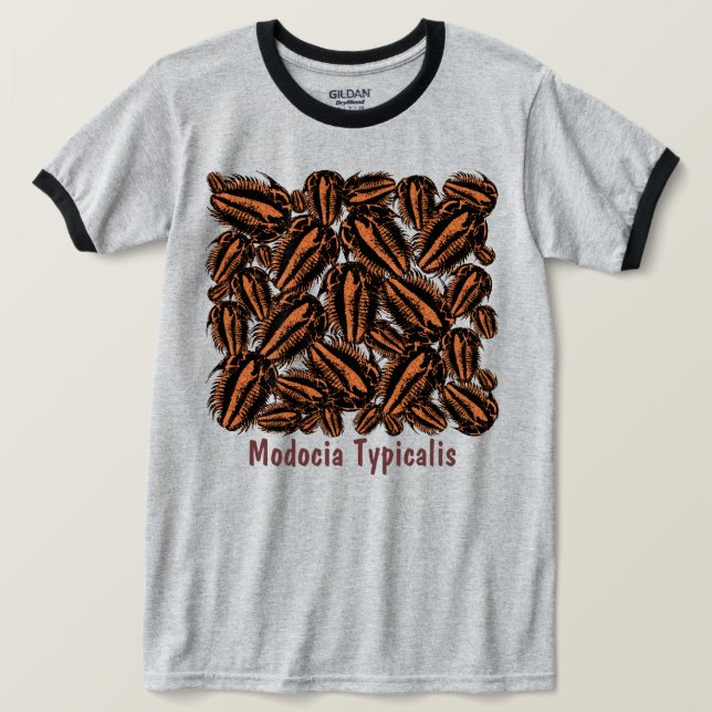Camiseta Enxame de trilobitas fósseis Modocia Typicalis (Frente do Design)