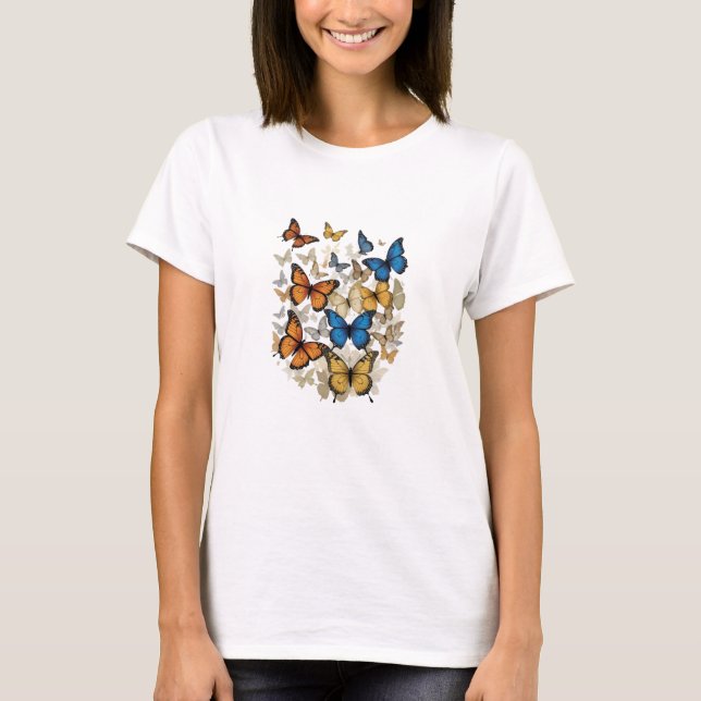 Camiseta Enxame sensível de borboletas (Frente)