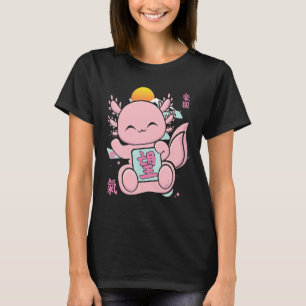 Camiseta Enxertado Aestético Japonês Axolotl Com Hope Kanji
