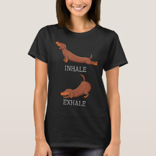 Camiseta Enxertado Enxertado Engraçado Cão Yoga Inalar Exal