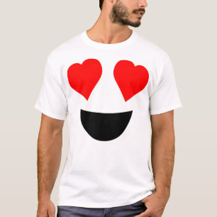 Camiseta Enxertos Emoji Figuram Bonitos Olhos Corações