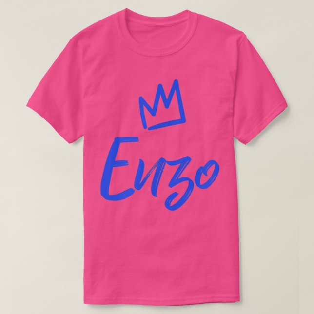 Camiseta Enzo a Coroa Azul Rei e Nome para Homens Chamados  (Frente do Design)