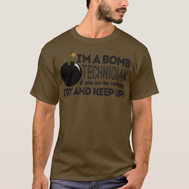 Camiseta EOD Sou Um Técnico De Bomba Se Eu Correr Marinho (Frente)