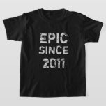 Camiseta Epic desde 2011 Birthday T-Shirt<br><div class="desc">Epic Desde 2011, 10ª Camisa de Aniversário, Vintage T Shirt, Nascer Em 2011 O PRESENTE PERFEITO PARA CELEBRAR UM ANIVERSÁRIO Apresentando uma design de Vintage para o aniversário, esta camisa é uma opção legal para vestir a uma reunião familiar ou Vestir com orgulho e lembrar do partido ao longo dos...</div>