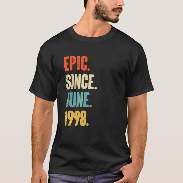 Camiseta Epic Desde junho de 1998 24 anos 24 anos (Frente)